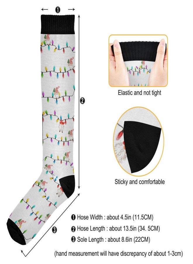 Wusikd Christmas Gnomes Compression Socks for Women and Men Circulation Colorful Lamps Long Socks for Athletic Running 1 - Image 3